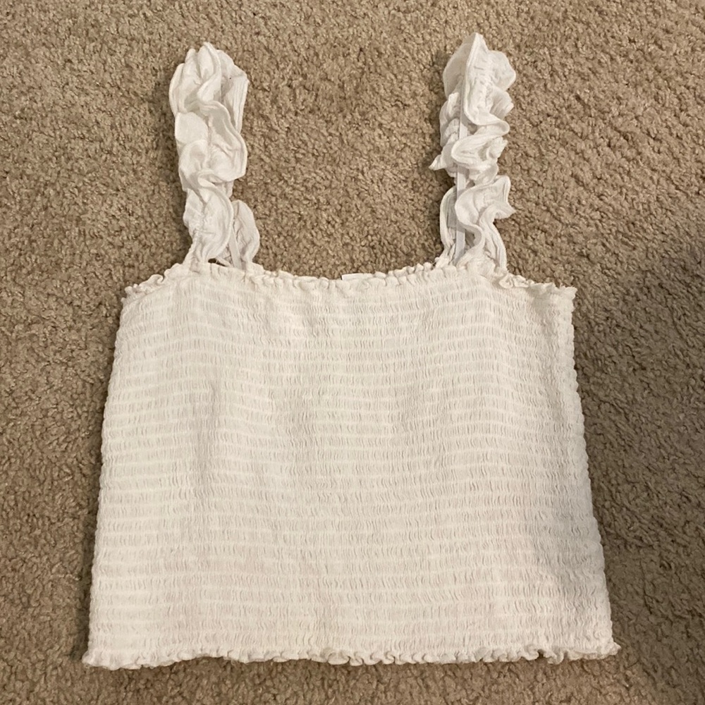 Aerie White Smocked Top